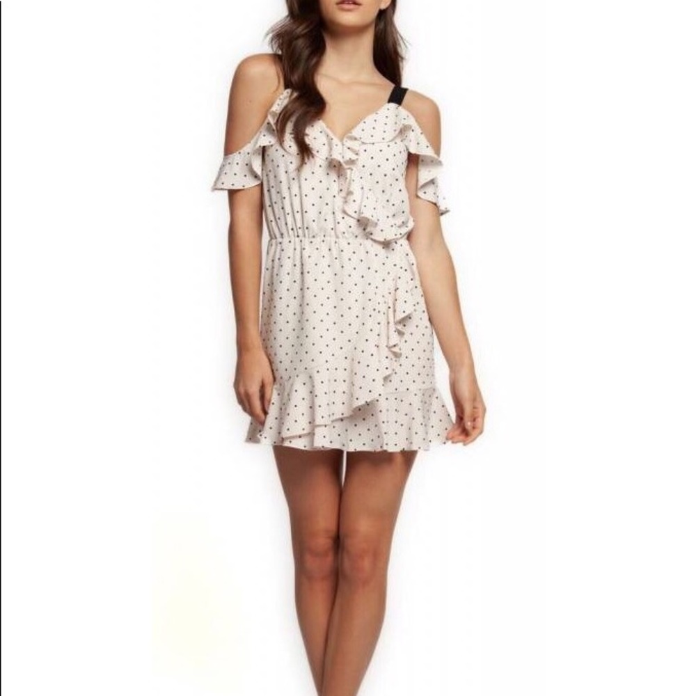 Dex cold shoulder polka dot dress